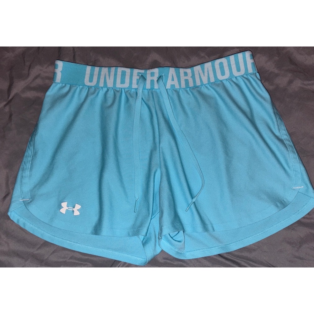 Under Armour HeatGear Women's Light‎ Blue Unlined Semi Fitted Running Shorts, S